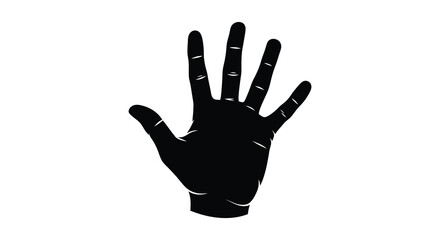 A striking black silhouette of an open human hand with all fingers extended silhouette © AL-AMIN