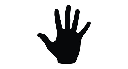 Fototapeta premium A striking black outline of an open human hand against a plain white background silhouette