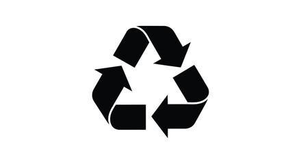 A striking black recycling symbol presented against a clean white background a bold silhouette © Kuntol02