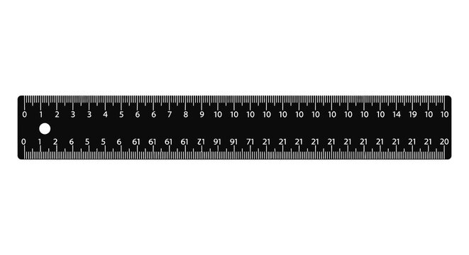 A black ruler with precise measurements displayed in centimeters and inches a striking silhouette