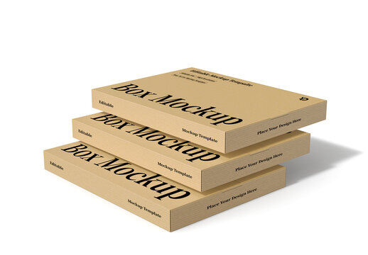 Stacked Cardboard Box Mockup Set
