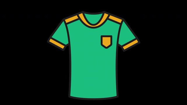 Animated vector icon of a soccer jersey with smooth wave motion in a seamless loop. Flat modern illustration representing football uniform, sports apparel, and team identity for UI, apps, and digital 