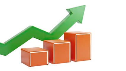 Green Arrow and Orange Bar Chart Showing Growth