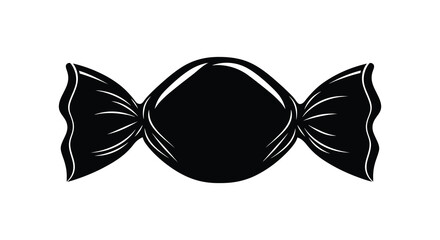 A striking black and white illustration of a wrapped candy showcasing a bold silhouette © Kuntol02
