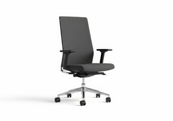 Modern ergonomic office chair with high back and adjustable arms isolated on white background