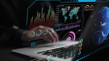 High-tech global network connection interface showing worldwide digital communication, data exchange, and internet connectivity. Global connection, data interaction, and worldwide communication. Thunk - Powered by Adobe