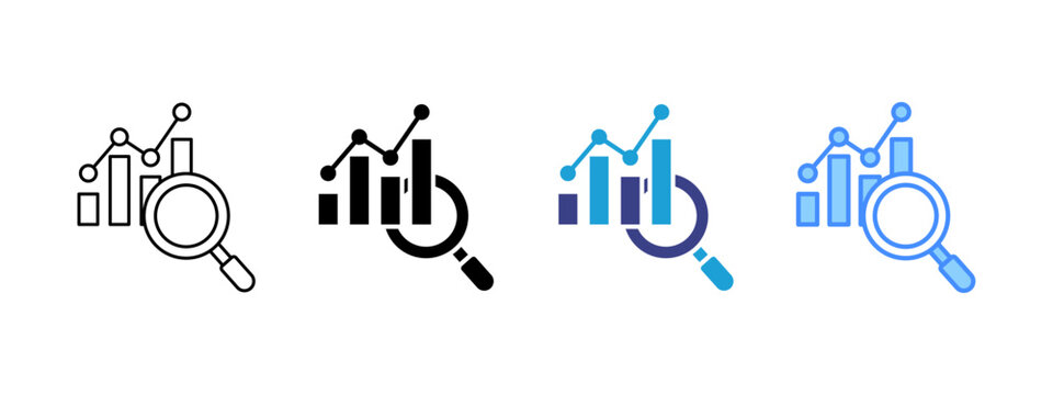 Market Research icon set multiple style collection