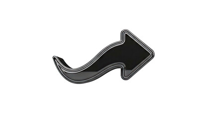 Glossy black curved arrow pointing right