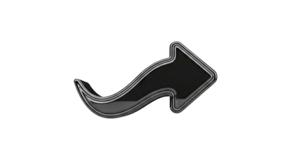 Glossy black curved arrow pointing right