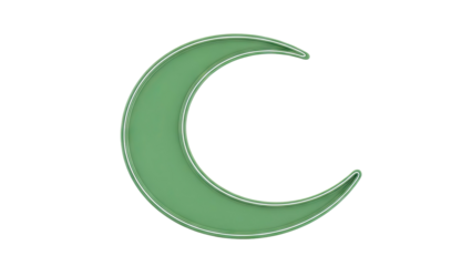 Green Crescent Moon Shape with White Outline