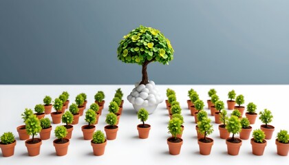 Surreal Garden Tiny Trees and Floating Canopy