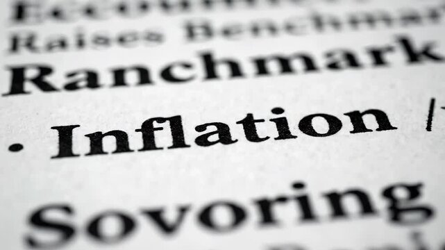 Closeup of printed word inflation