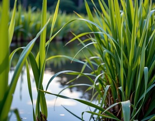 Serene Dawn Reflection Lush Wetland Scene