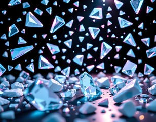 Shattered Glass Dynamic Midair Suspension with Dramatic Lighting