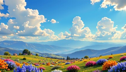 Vivid Sunset Over Serene Mountain