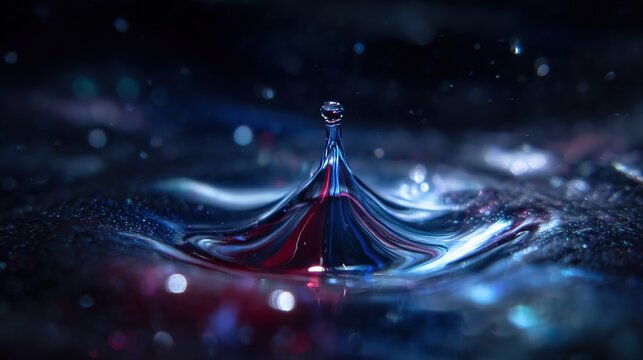A single, complex, glowing molecule emerges from a dark, primordial aqueous solution, symbolizing the spark of life.