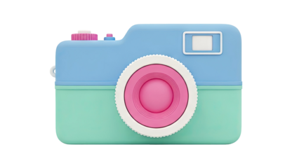 Retro Toy Camera with Blue, Green, and Pink Colors
