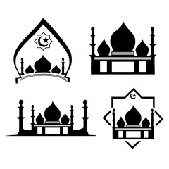 Set variety of mosque silhouettes in black style, designed for religion and Islamic architectural themes © muhammad