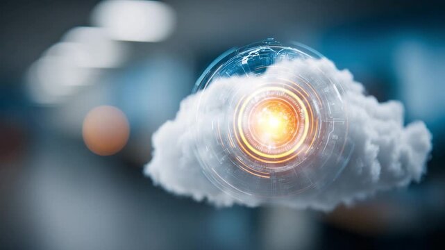 Cloud Technology: An artistic representation of cloud computing, showcasing data transfer, connectivity and digital advancements. Capturing the essence of innovation and the digital world. 