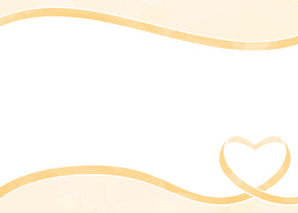 ハート型リボンの背景フレーム、水彩カラー