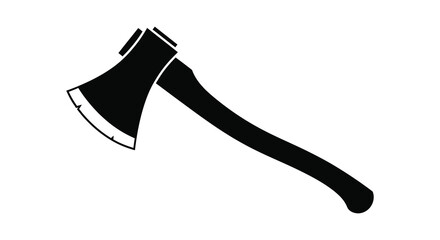 A striking black and white depiction of a classic lumberjack axe a bold silhouette © Kuntol02