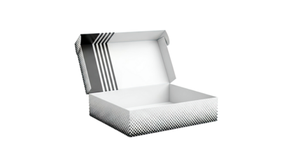 Open White Box with Black Halftone and Stripe Pattern