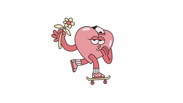 Happy valentine simple animation with cute poses. Hand Drawn Cupid Cartoon Character Animation
