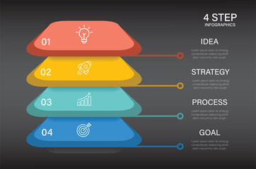 Vector 3D infographic, layers diagram chart, graph presentation with 5 levels