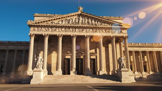 Classical building with columns and statues