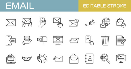 Eメールのアイコンセット （線幅変更可能）