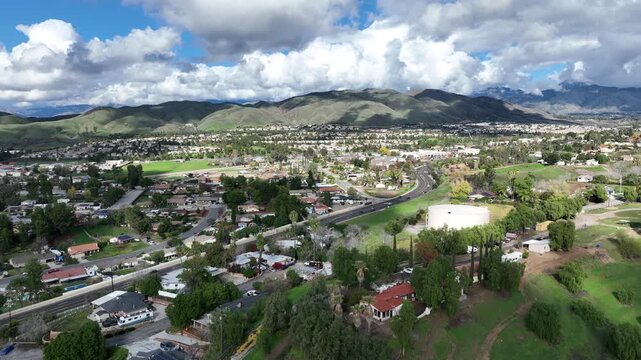 Yucaipa California as seen from a UAV Drone on a Beautiful Day