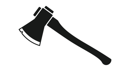a detailed illustration of a classic hand tool a single axe in black silhouette
