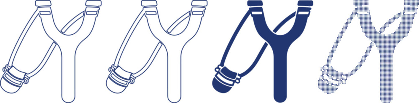 Slingshot icon vector flat outline solid and dotted design art