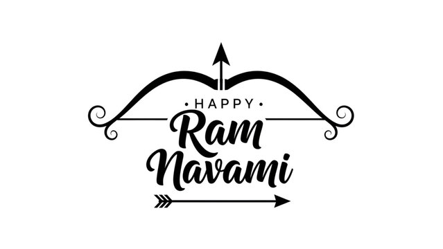 Ram Navami minimalist typography design with bow and arrow symbol celebrating Hindu festival devotion spirituality suitable for branding posters prints and digital use
