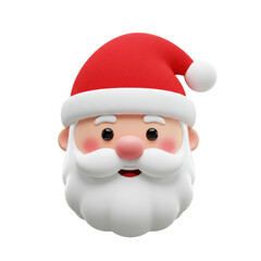 Obraz premium highly detailed 3d rendered head portrait of santa claus in a volumetric sticker style with smooth vinyl texture, rosy cheeks, and warm smile, isolated on a transparent background. Concept of modern