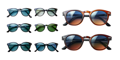 Stylish Sunglasses Collection for Summer Fashion, PNG collection, set bundle, isolate on transparent or white background