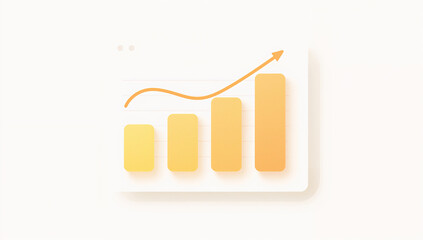 ダッシュボード用カード内に上昇バーと矢印を配したUI風図版