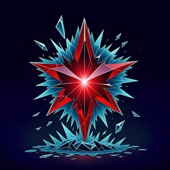 Bold red starburst effect with icy blue shards, a dynamic design perfect for impactful visuals and modern branding, evoking energy and innovation