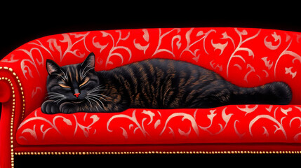 Whimsical night sky with crescent moon and stars hanging above clouds