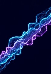 Abstract blue and purple moving lines creating a dynamic visualization of sound frequency and musical flow suitable for technology designs, frequency, graphic, spectrum
