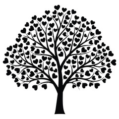 Vector tree silhouette with leaves in nature illustration