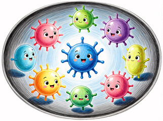 cute bacteria under the microscope