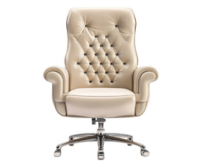 Elegant Cream Office Chair with Tufted Backrest and Chrome Base