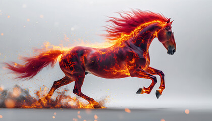 Dynamic Blazing Fire Horse Galloping with Fiery Mane