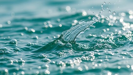 Sparkling water with droplets and sunlight reflections
