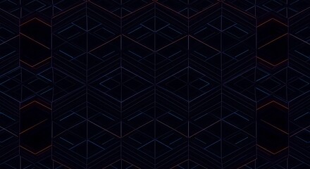 Seamless digital wallpaper featuring endless repeating geometric mesh grid creating a complex, dark, abstract background design, geometry, concept, abstract