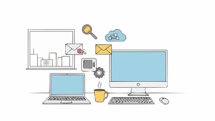 Modern technology and communication devices for business.