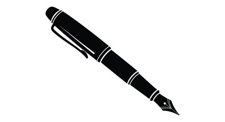 A striking black fountain pen design is displayed showing its elegant form silhouette © MIRAJ02