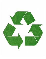 Obraz premium Green, textured recycle symbol on white