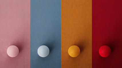 季節ごとに旗色をピンク・ブルー・オレンジ・深紅で差し替えた四変化